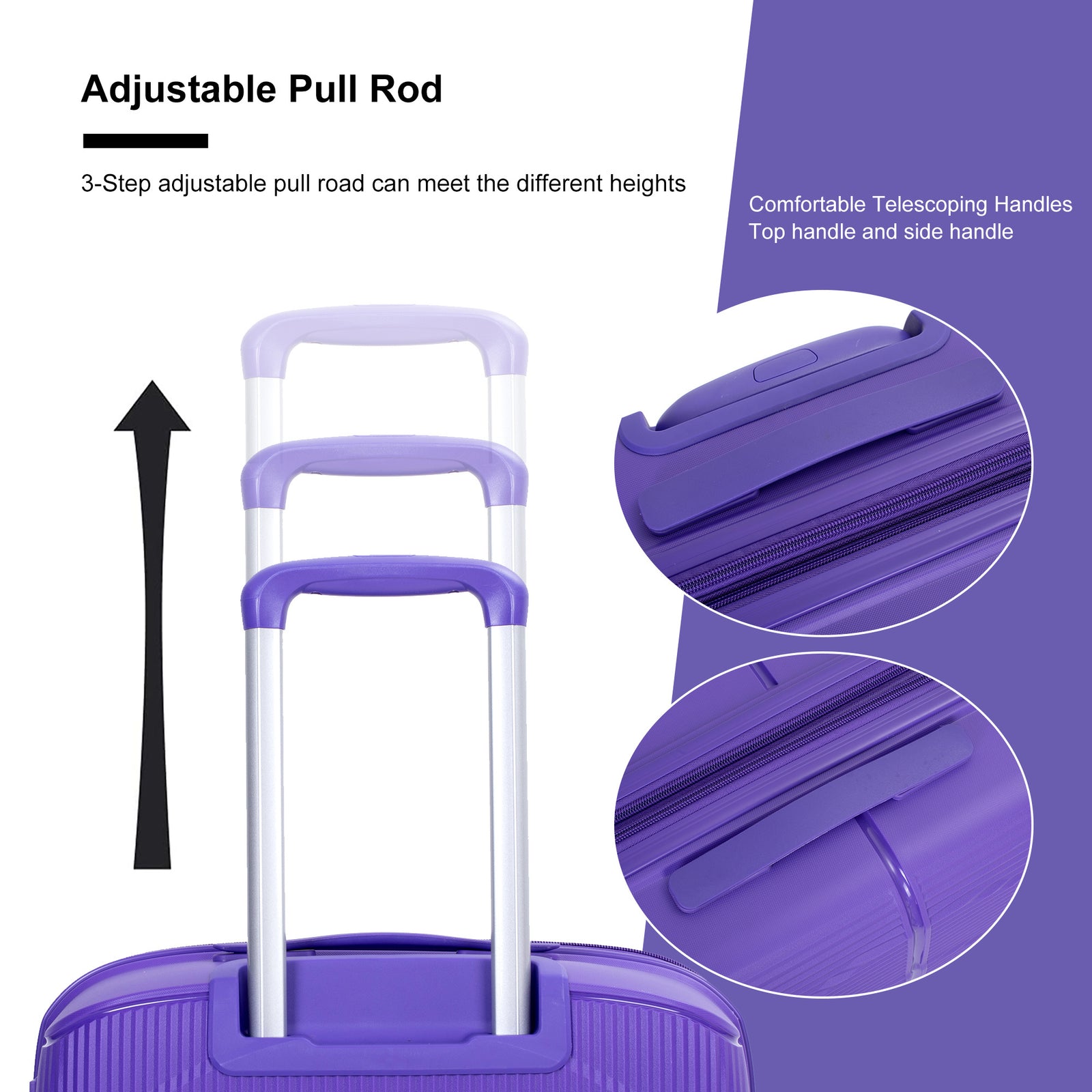 Expandable Hardshell Suitcase Double Spinner Wheels PP Luggage Sets Lightweight Durable Suitcase with TSA Lock,3-Piece Set (20/24/28) , Purple