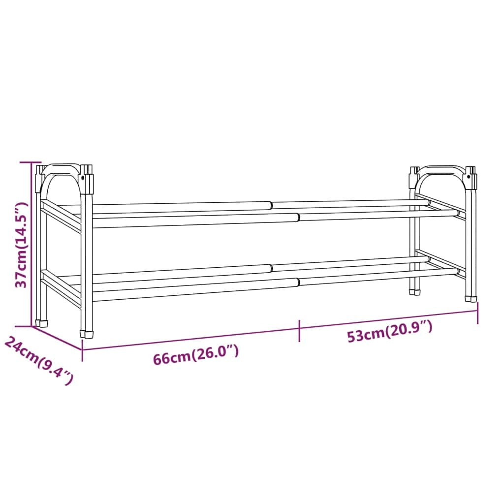 Extendable Shoe Rack with 2 Shelves 46.9