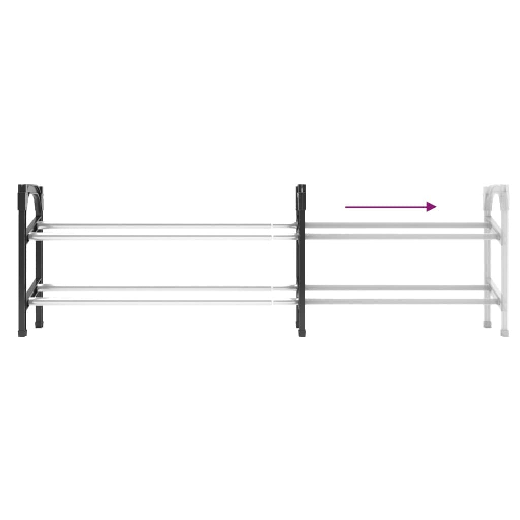 Extendable Shoe Rack with 2 Shelves 46.9"x9.4"x14.6"