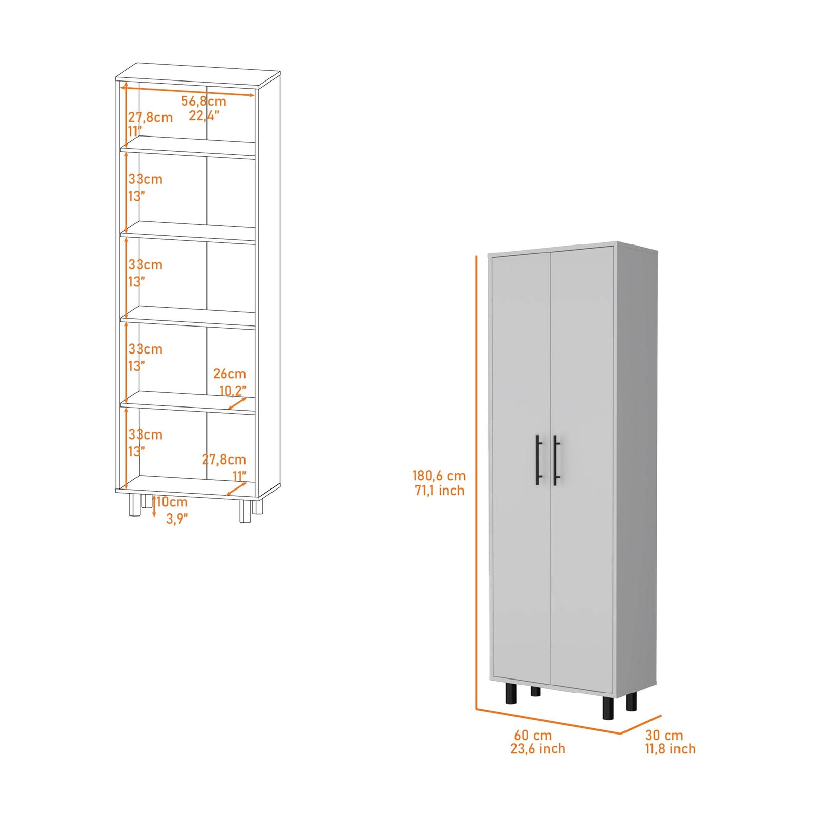 Fagan 2-Door 5-Shelf Kitchen Pantry White