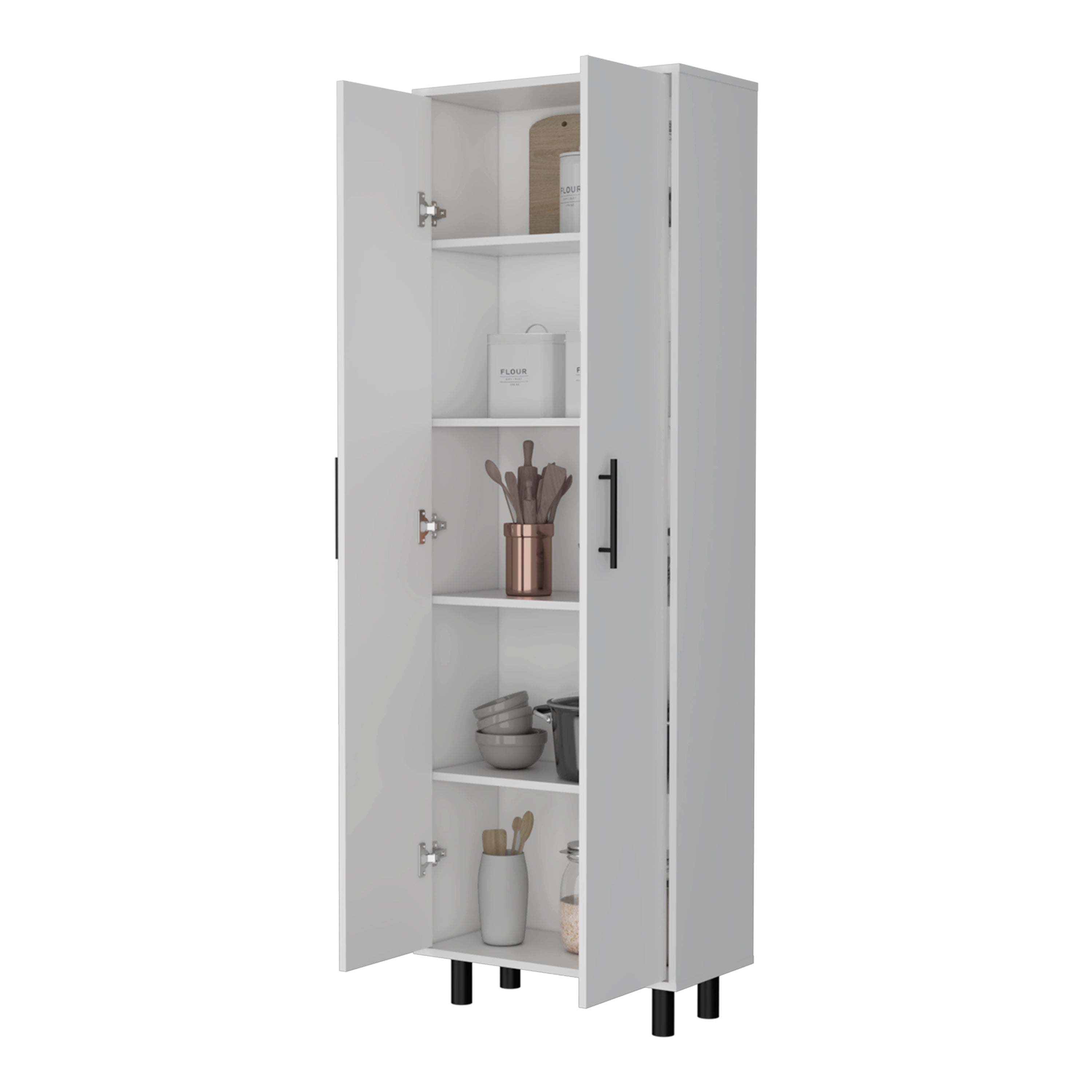 Fagan 2-Door 5-Shelf Kitchen Pantry White