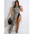 Fashion Zebra Print Sleeveless Tie Half Open Sexy Dress
