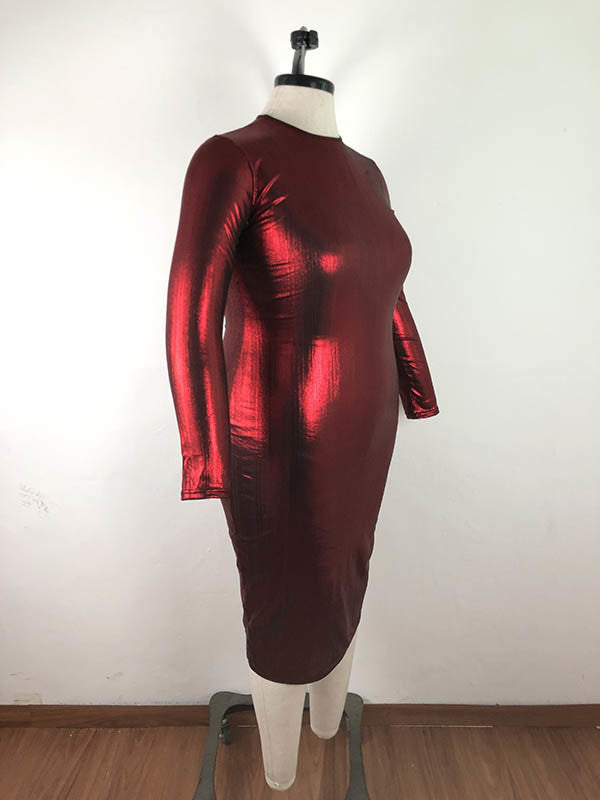 Fat Woman Knitted Plus Size Long Sleeve Midi Dress - WoodPoly.com