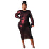 Fat Woman Knitted Plus Size Long Sleeve Midi Dress - WoodPoly.com