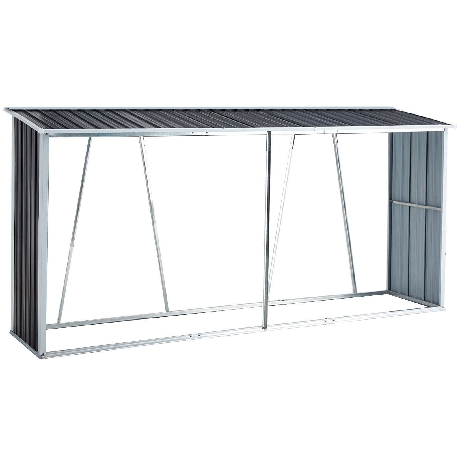 Firewood Rack, Log Holder with Roof, Log Storage, Firewood Stand for Outdoor Backyard Garden Patio Porch, Gray Galvanized Steel 129.9