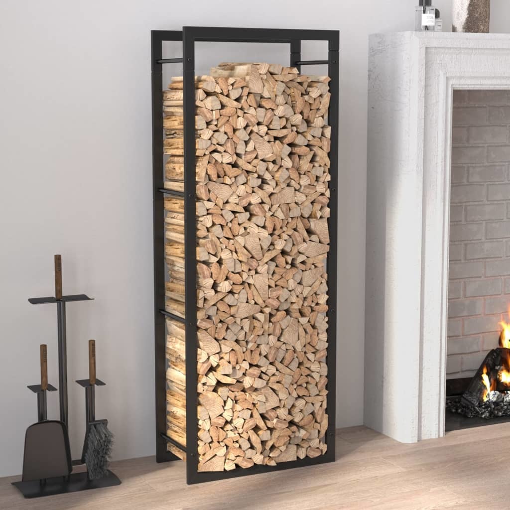 Firewood Rack Matt Black 19.7