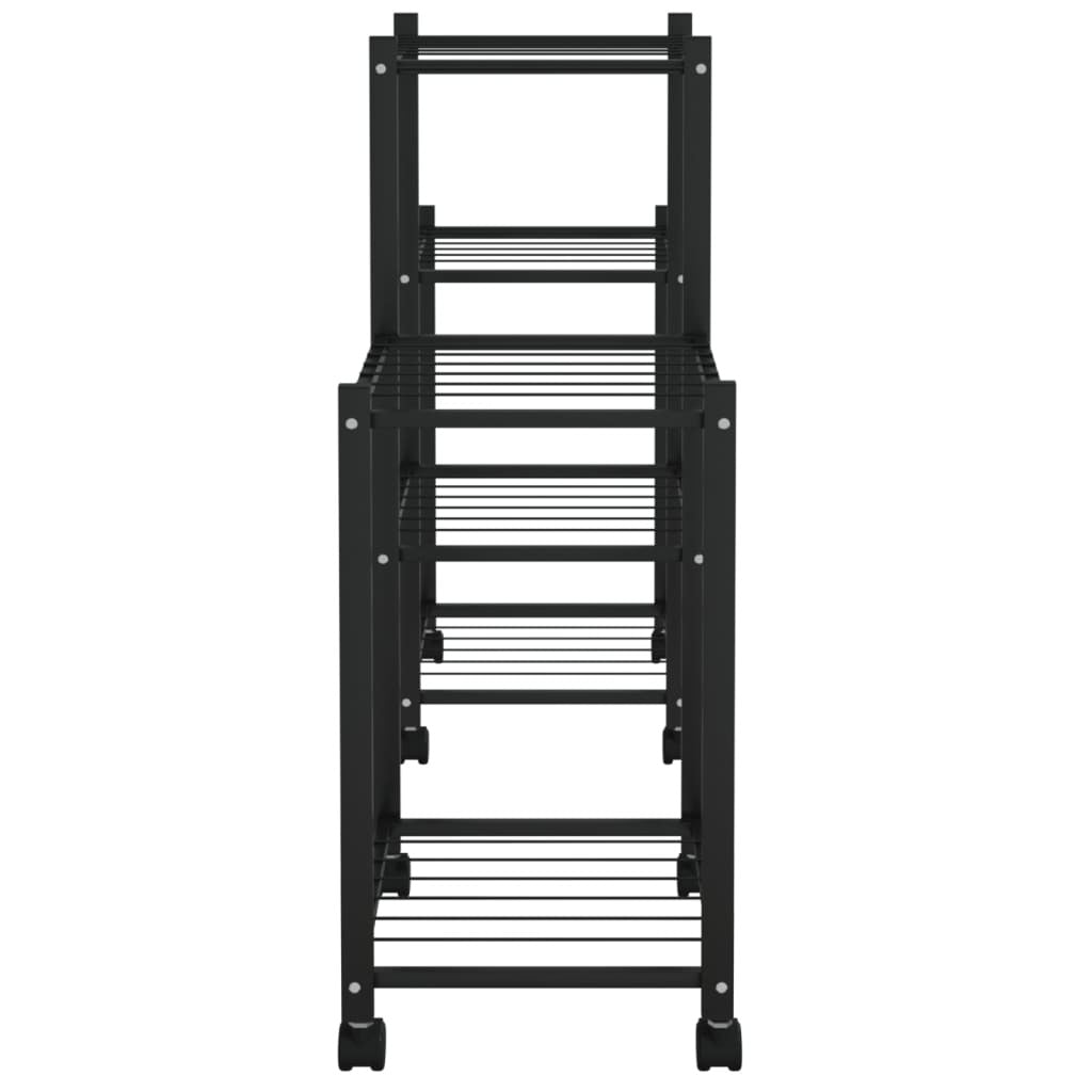 Flower Stand with Wheels 32.7"x9.8"x25" Black Iron