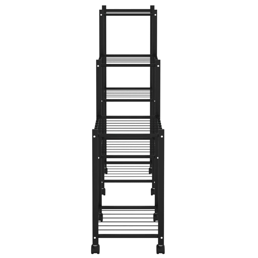 Flower Stand with Wheels 32.7"x9.8"x32.9" Black Iron