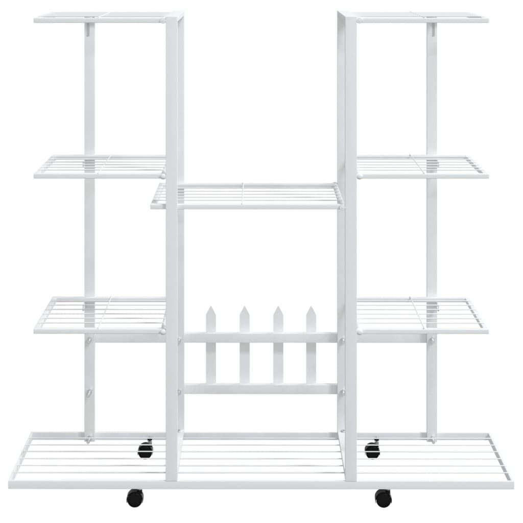 Flower Stand with Wheels 37.2"x9.6"x36" White Iron