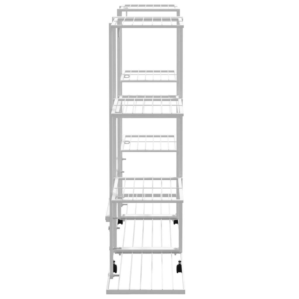 Flower Stand with Wheels 37.2"x9.6"x36" White Iron