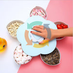Flower Type Rotating Candy Box Melon Seed Nut Candy Snack Dry Fruit Holder Plastic Storage Box Plate Dish Tray Table Organizer Partition Manager Box Party - WoodPoly.com