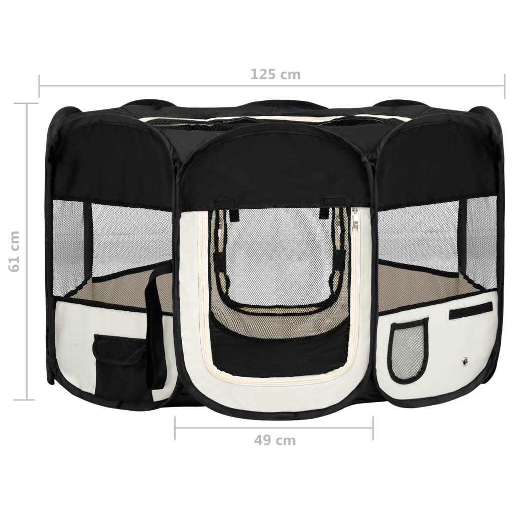 Foldable Dog Playpen with Carrying Bag Black 49.2