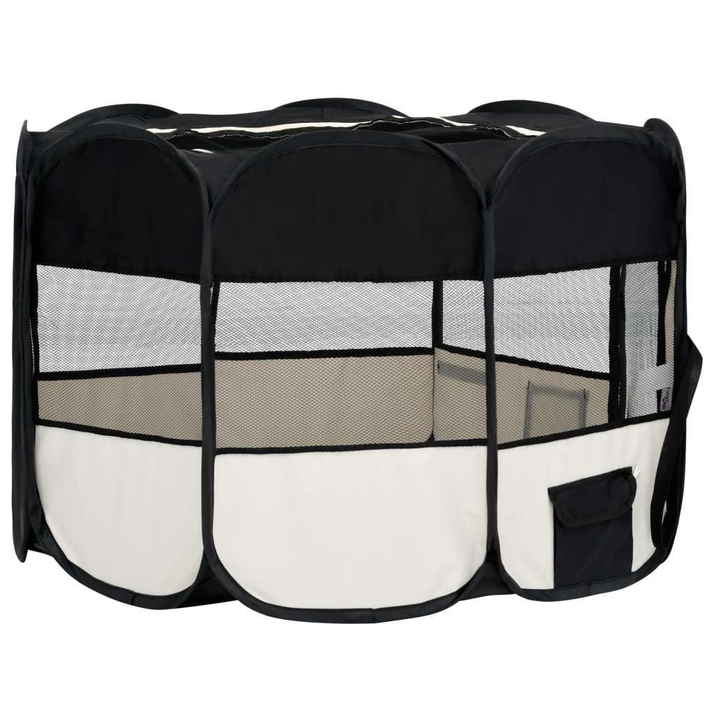 Foldable Dog Playpen with Carrying Bag Black 49.2