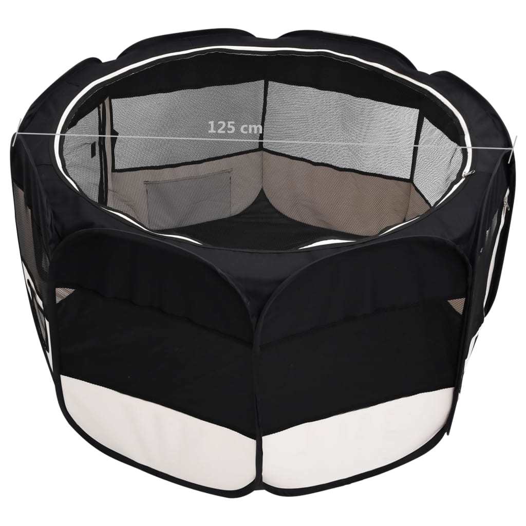 Foldable Dog Playpen with Carrying Bag Black 49.2