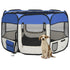 Foldable Dog Playpen with Carrying Bag Blue 43.3"x43.3"x22.8"