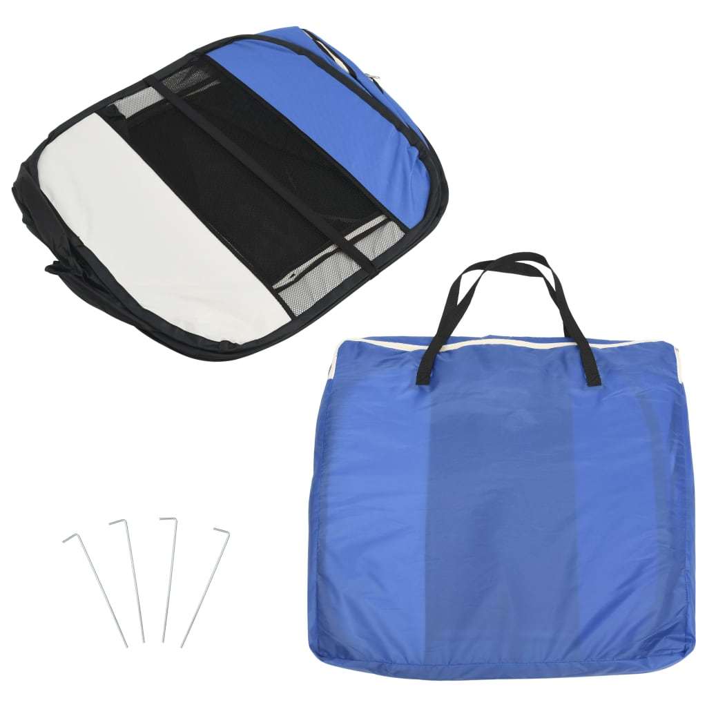 Foldable Dog Playpen with Carrying Bag Blue 43.3