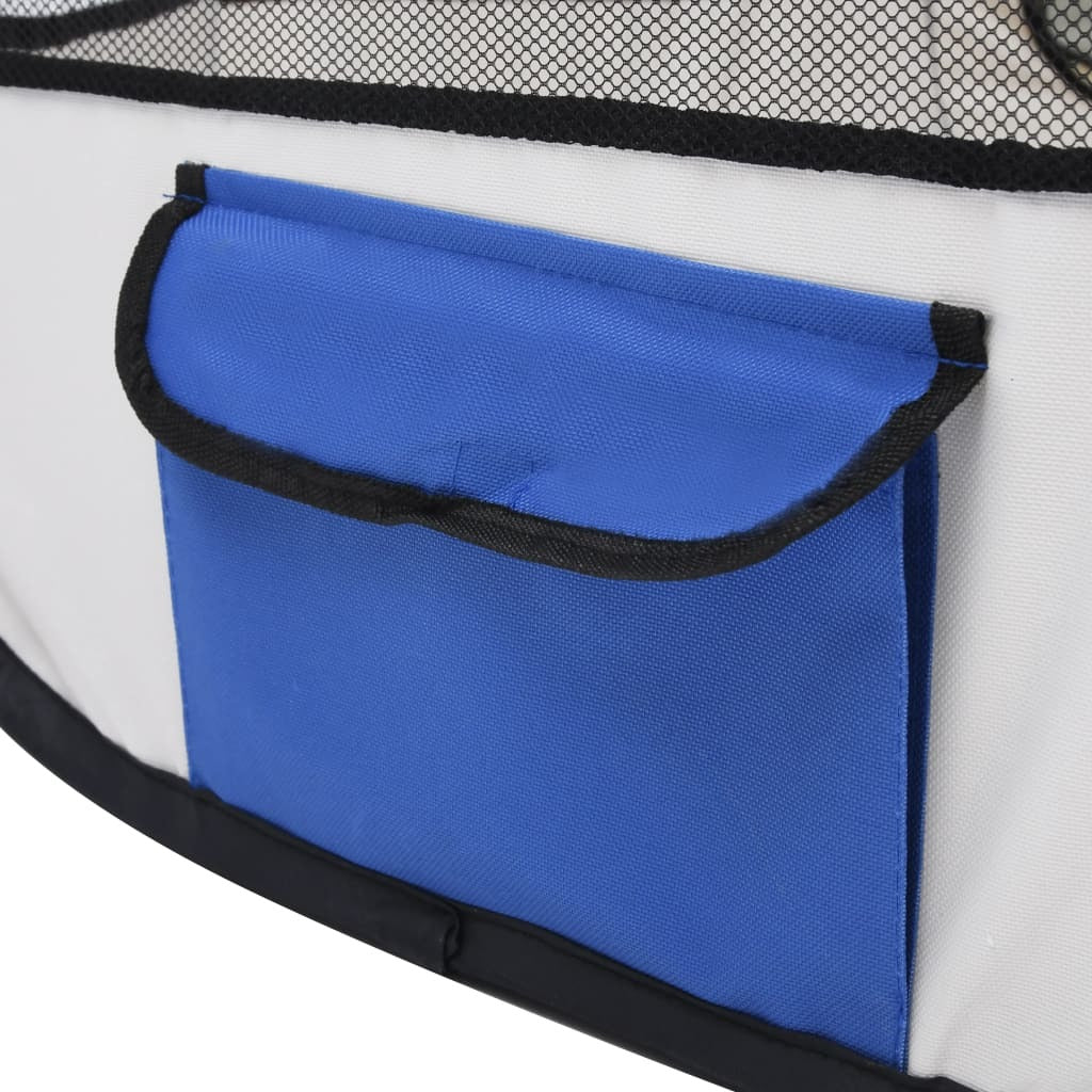 Foldable Dog Playpen with Carrying Bag Blue 43.3