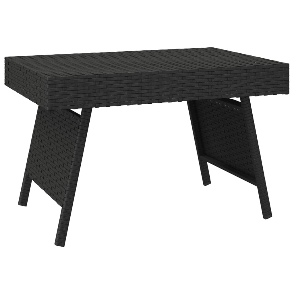 Foldable Side Table Black 23.6"x15.7"x15" Poly Rattan