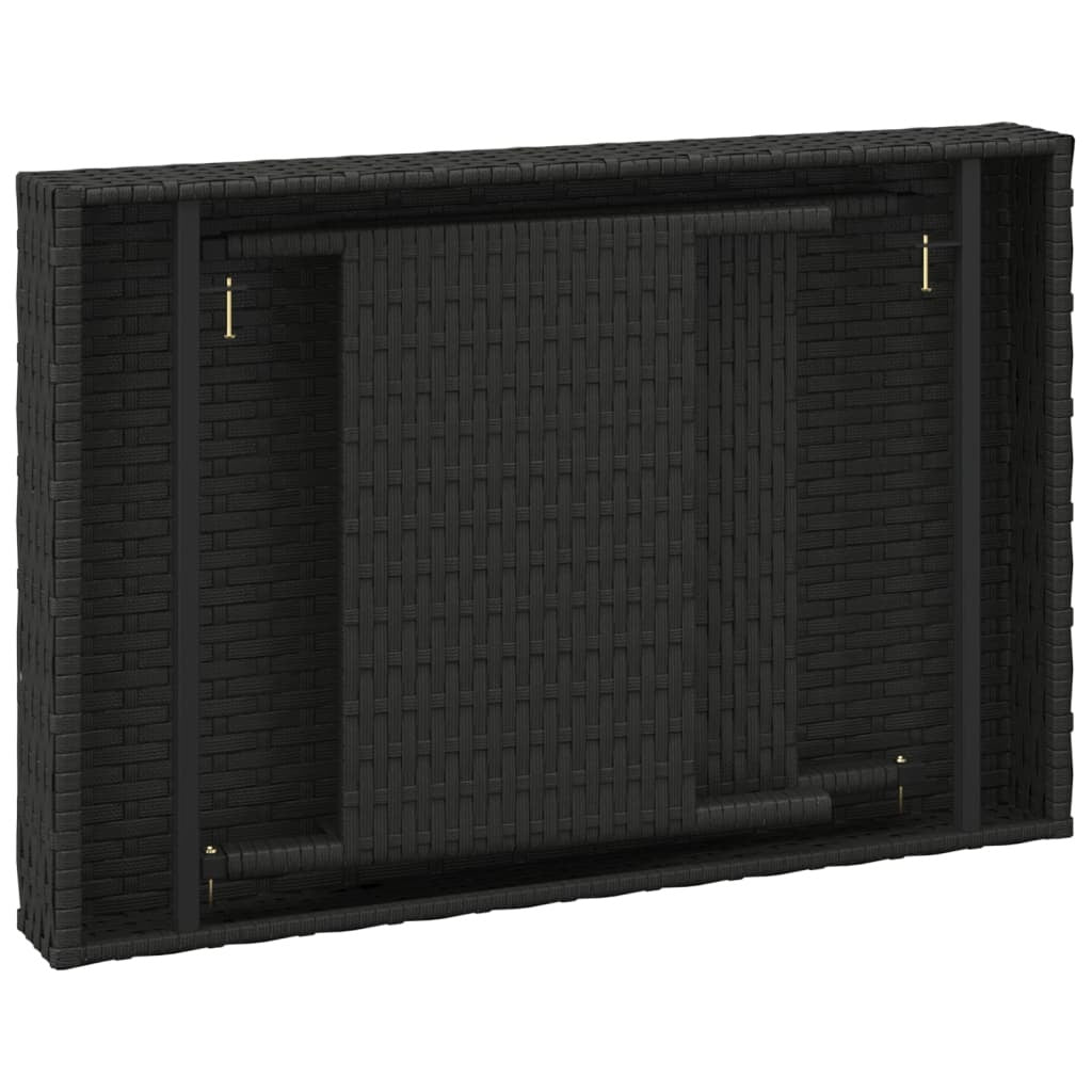 Foldable Side Table Black 23.6"x15.7"x15" Poly Rattan
