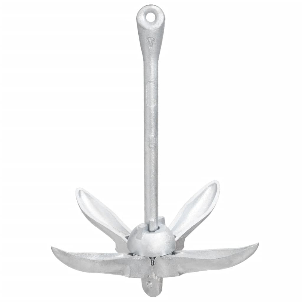 Folding Anchor with Rope Silver 7.1 lb Malleable Iron