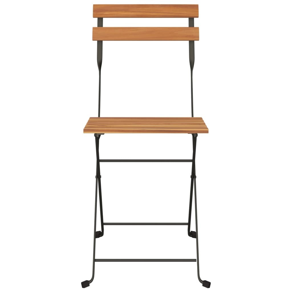 Folding Bistro Chairs 8 pcs Solid Wood Teak and Steel