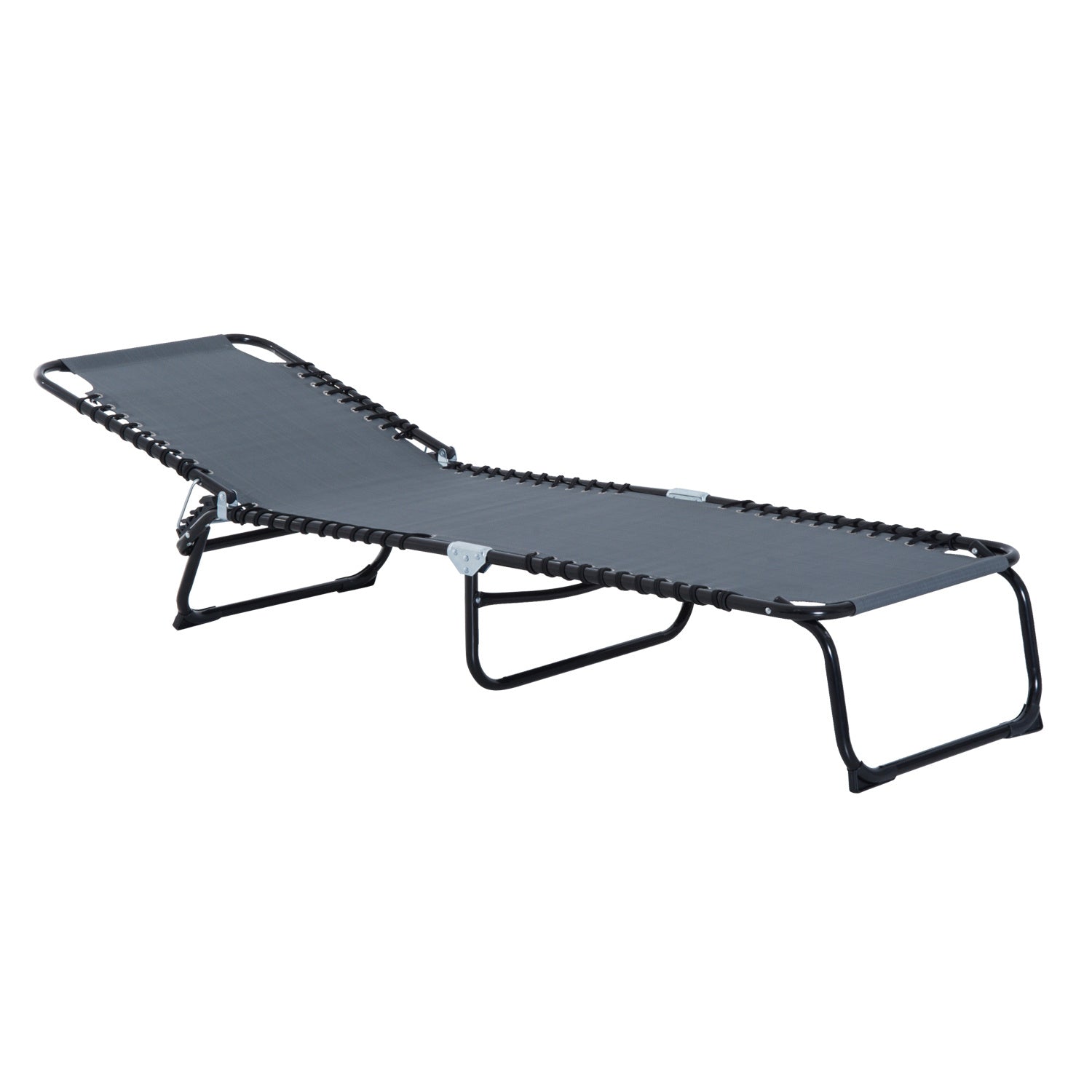 Folding Chaise Lounge Pool Chair, Patio Sun Tanning Chair, Outdoor Lounge Chair with 4-Position Reclining Back, Breathable Mesh Seat for Beach, Yard, Patio, Gray