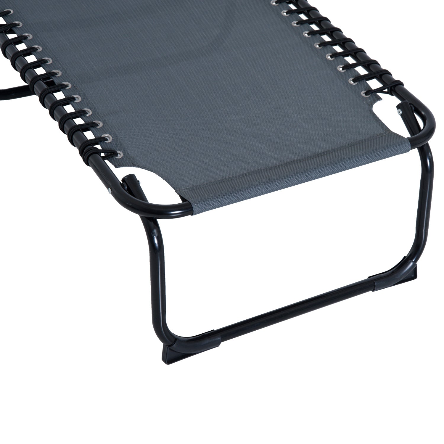 Folding Chaise Lounge Pool Chair, Patio Sun Tanning Chair, Outdoor Lounge Chair with 4-Position Reclining Back, Breathable Mesh Seat for Beach, Yard, Patio, Gray