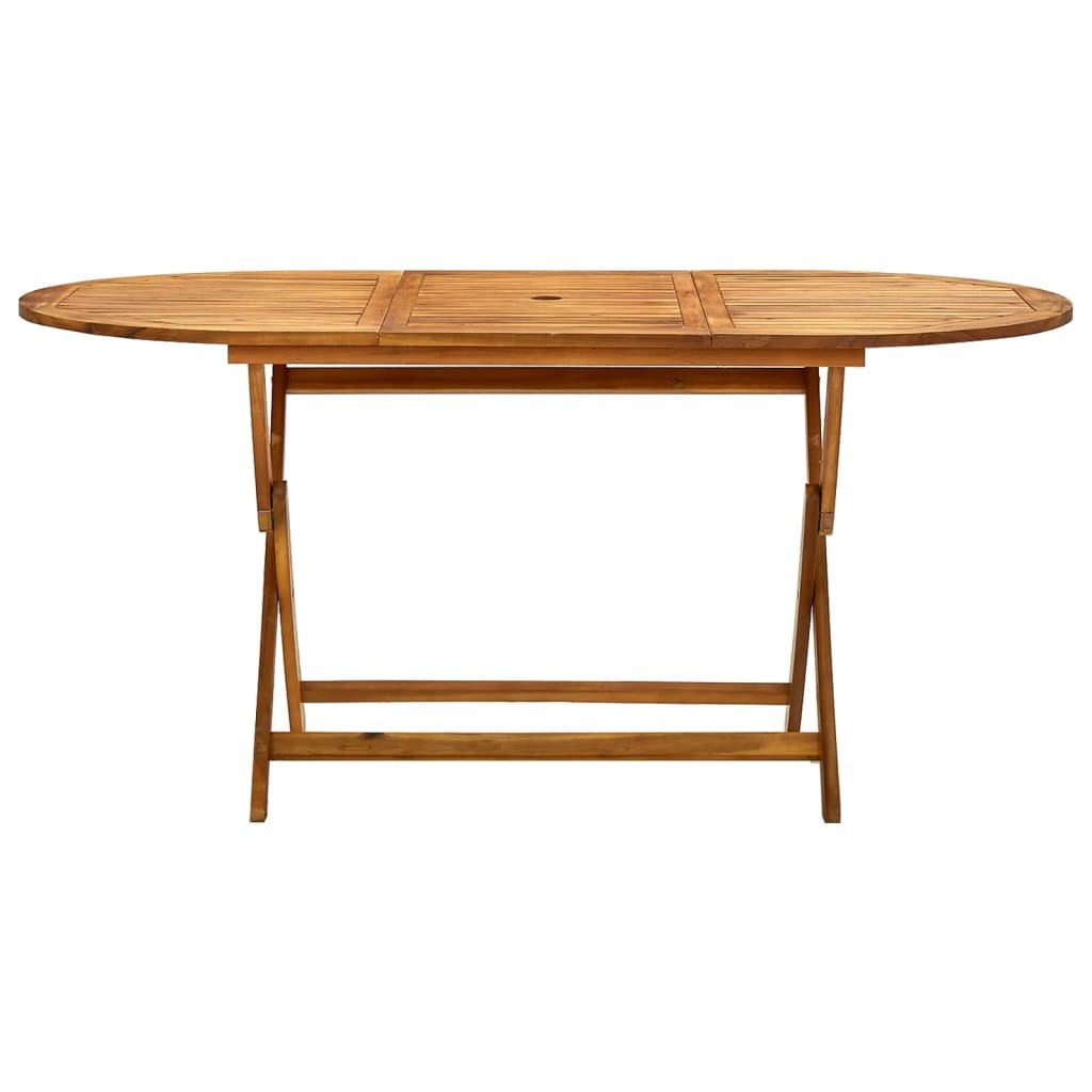 Folding Patio Table 63"x33.5"x29.5" Solid Wood Acacia