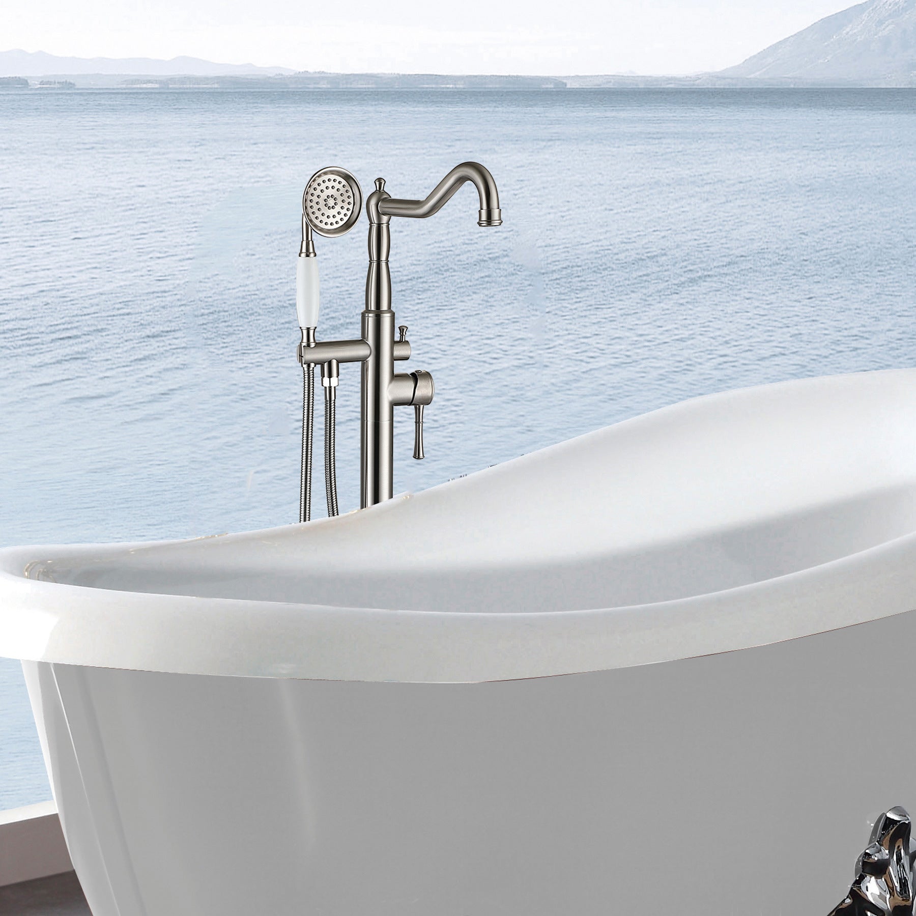 Freestanding Bathtub Faucet with Hand Shower
