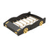 Full Size Race Car-Shaped Platform Bed with Wheels and Storage, Black+Yellow
