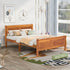 Full Size Wood Platform Bed with Headboard and Wooden Slat Support (Oak)