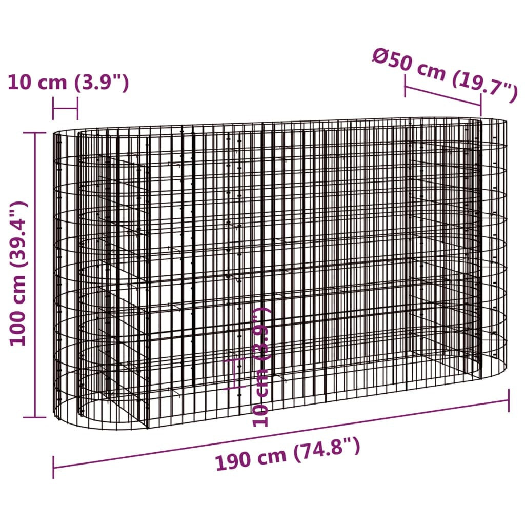 Gabion Raised Bed Galvanized Iron 74.8