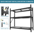 Garage Shelving Heavy Duty 72"H*77"W Garage Storage Shelves 6000LBS Heavy Duty Shelving Adjustable 3 Tier Metal Shelving for Garage Storage Shelving Industrial Shelving Storage Rack, Black