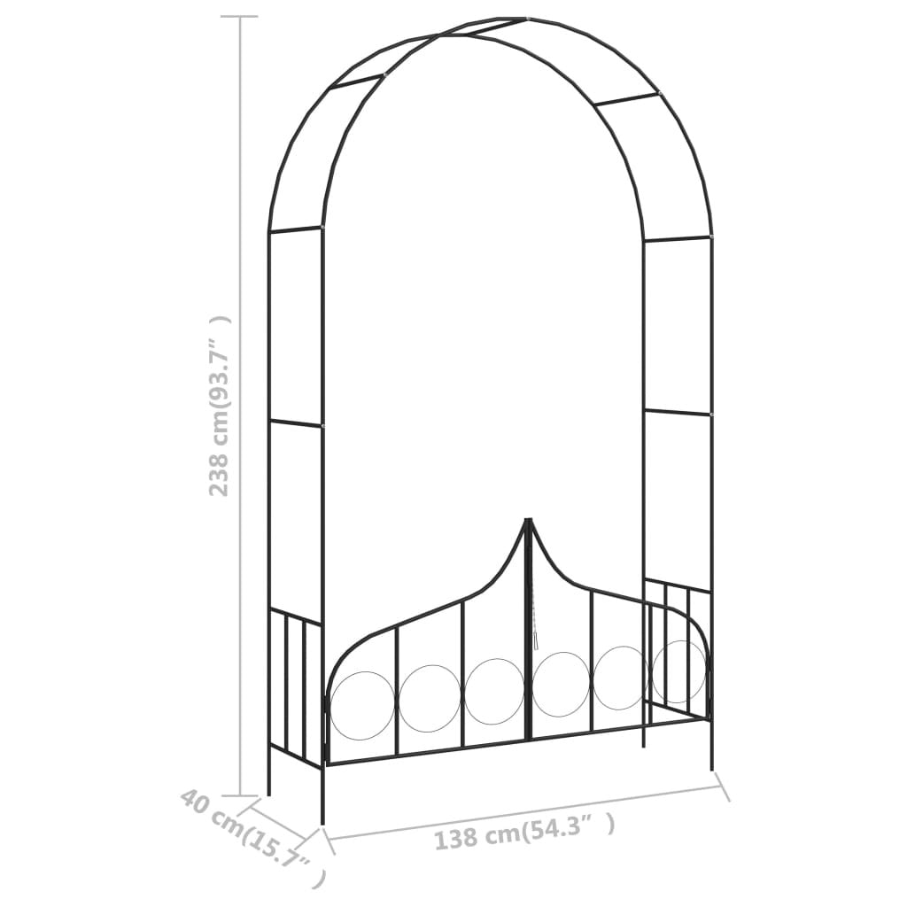 Garden Arch with Gate Black 54.3"x15.7"x93.7" Iron - WoodPoly.com