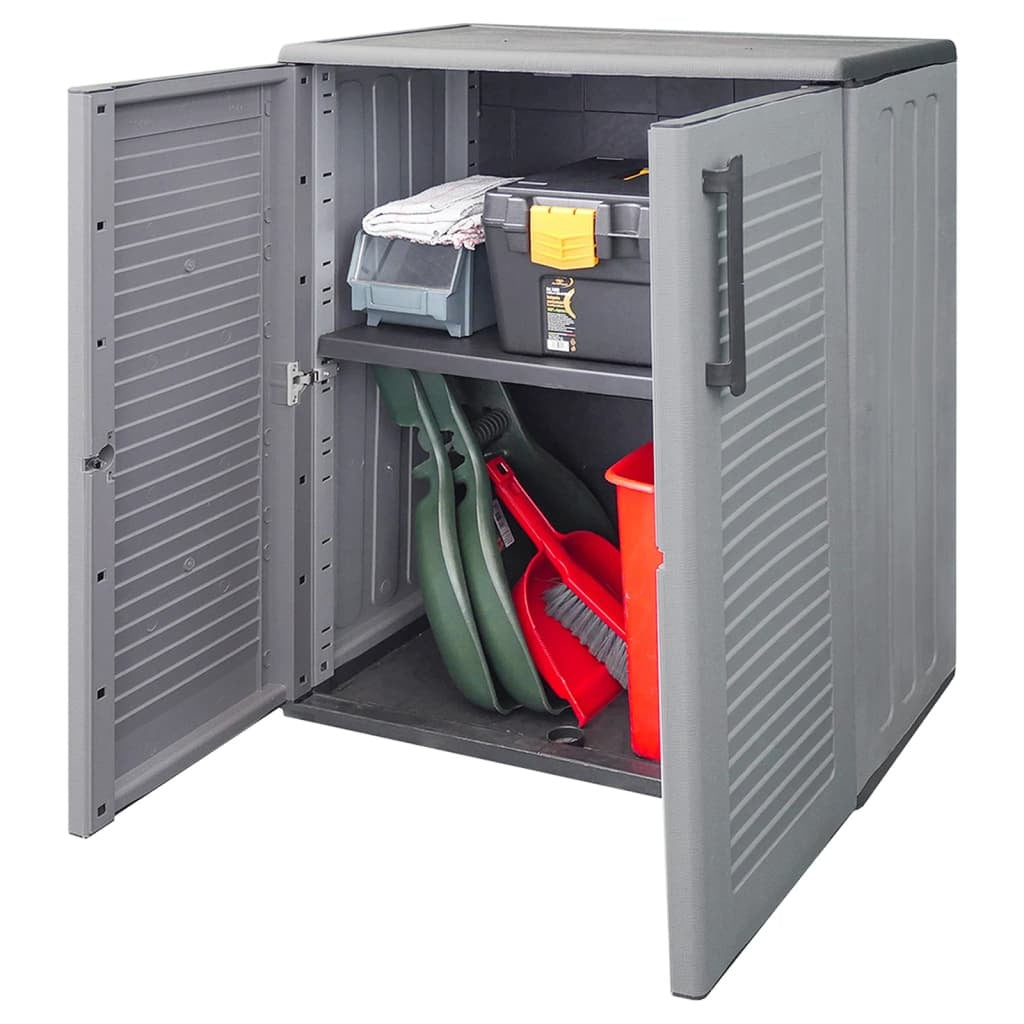 Garden Storage Cabinet Gray and Black 26.8"x14.6"x33.1" PP