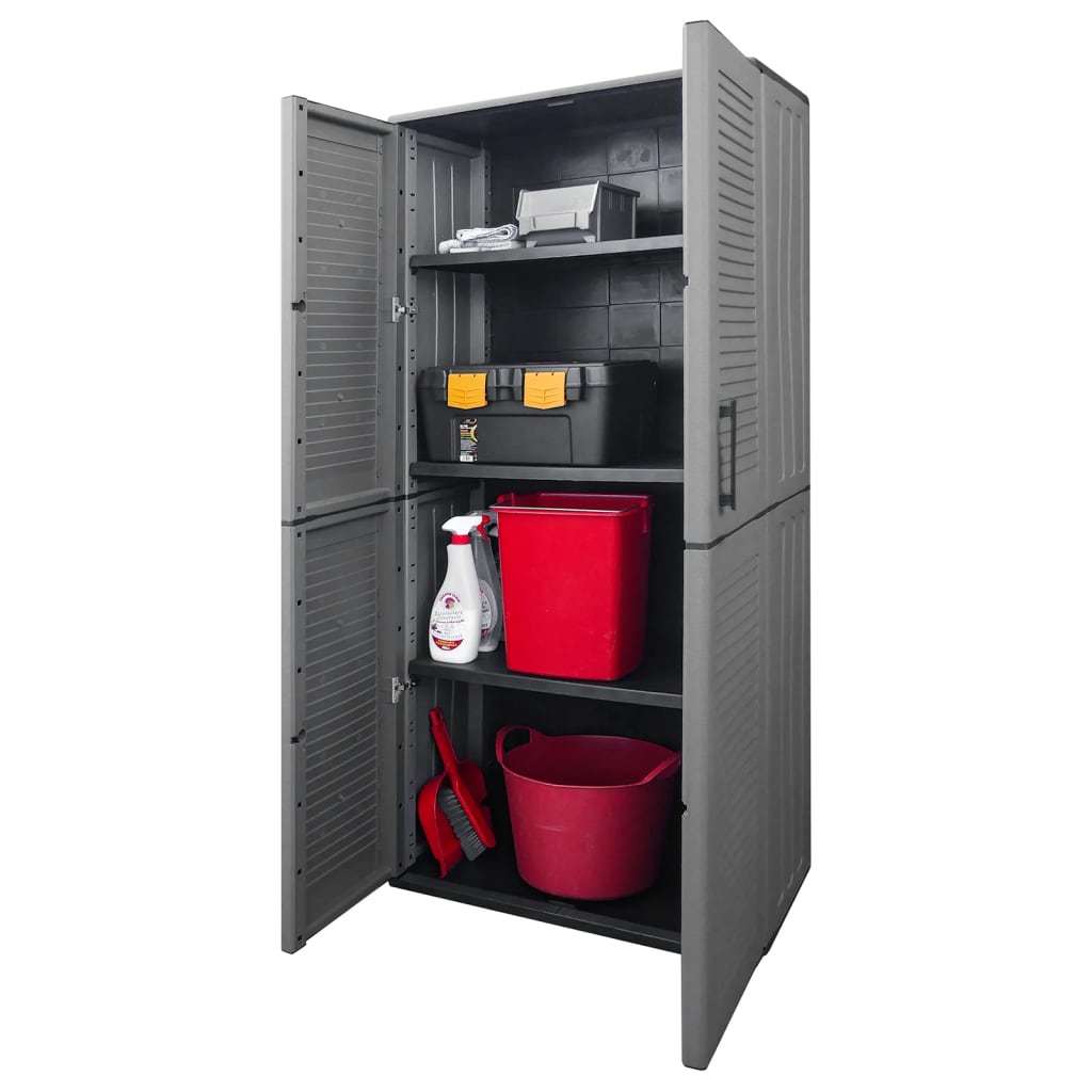Garden Storage Cabinet Gray and Black 26.8"x14.6"x64.2" PP