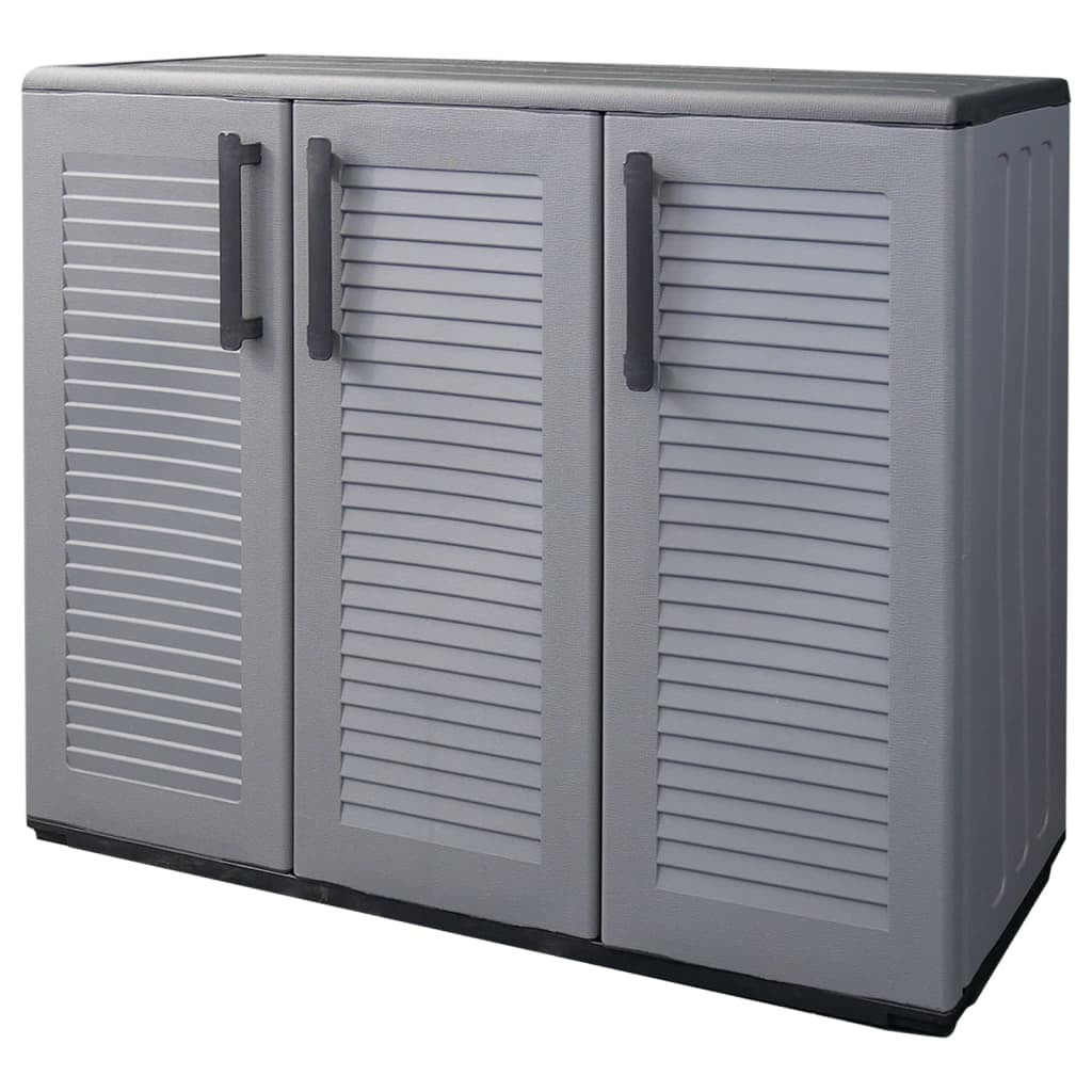 Garden Storage Cabinet Gray and Black 40.2"x14.6"x33.1" PP
