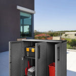 Garden Storage Cabinet Gray and Black 40.2"x14.6"x33.1" PP