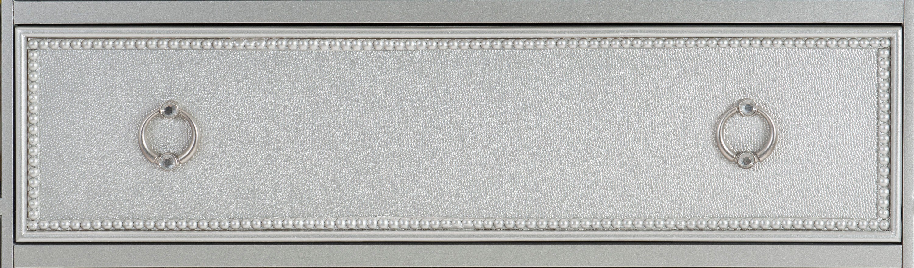 Glamorous Silver Finish Dresser 1pc 7 Drawers Beveled Mirror Trim Modern Bedroom Furniture