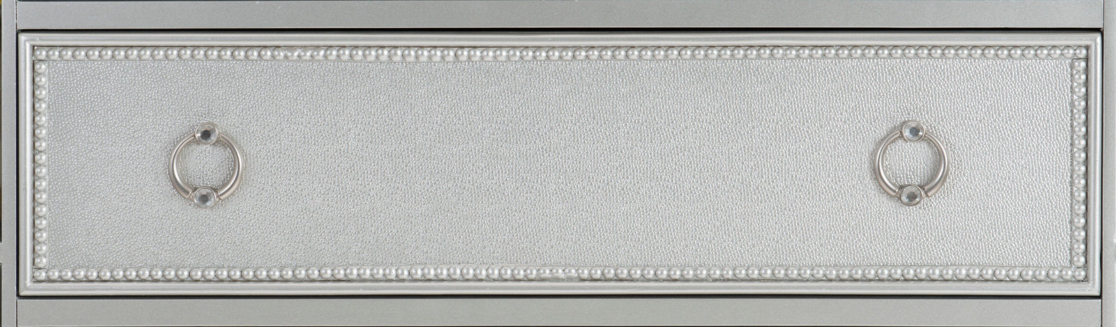 Glamorous Silver Finish Dresser 1pc 7 Drawers Beveled Mirror Trim Modern Bedroom Furniture