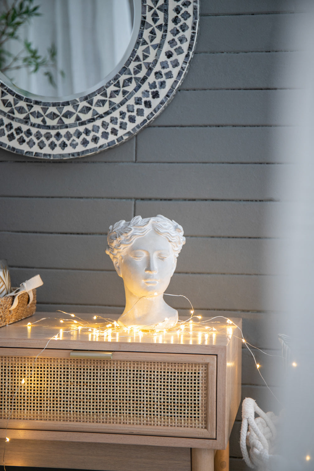 Greek Style Cement Head Planter - Indoor Outdoor Home Garden Decor, D6