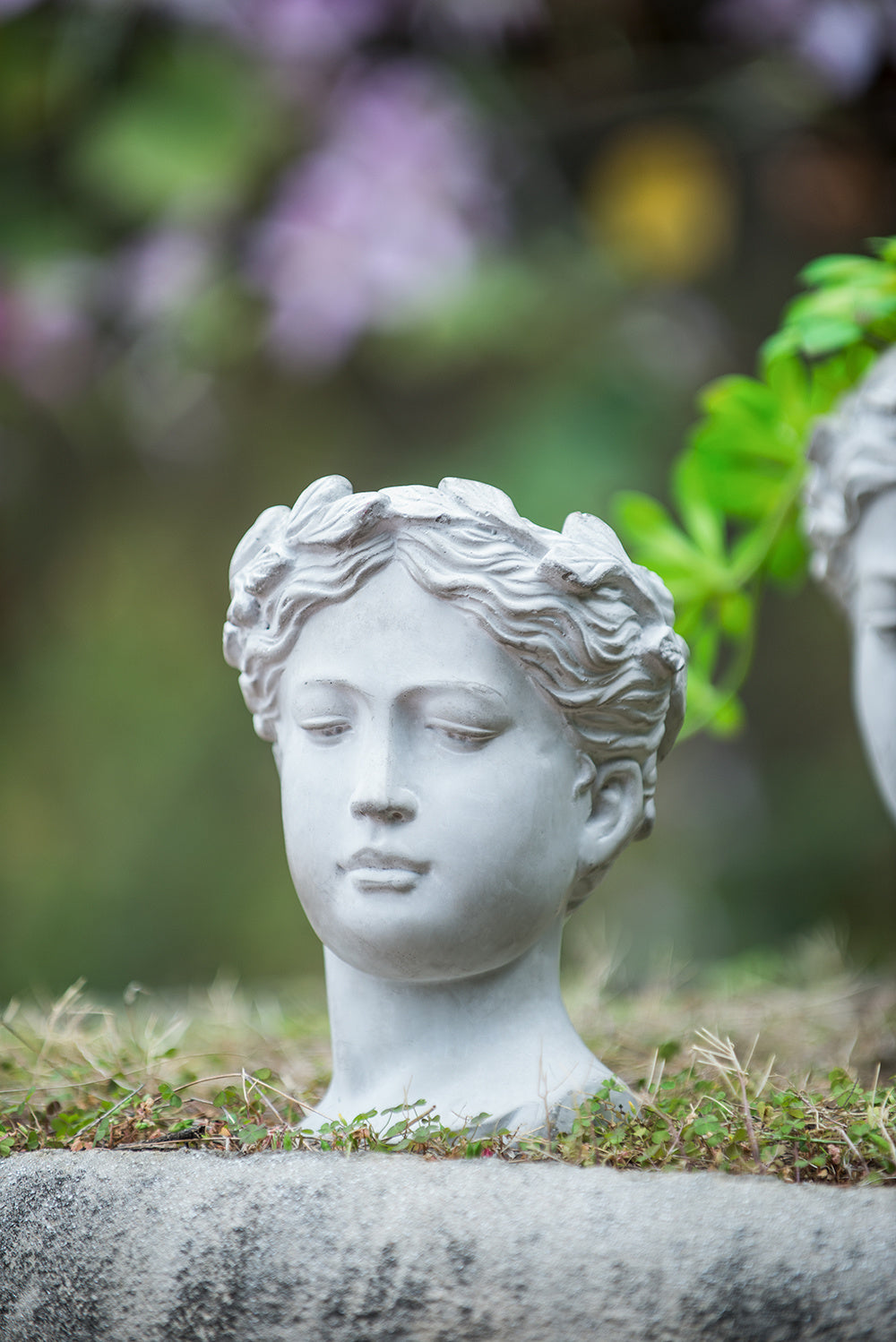 Greek Style Cement Head Planter - Indoor Outdoor Home Garden Decor, D6