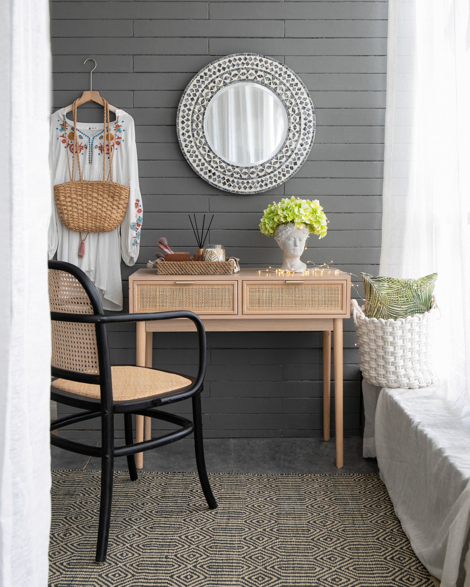 Greek Style Cement Head Planter - Indoor Outdoor Home Garden Decor, D6