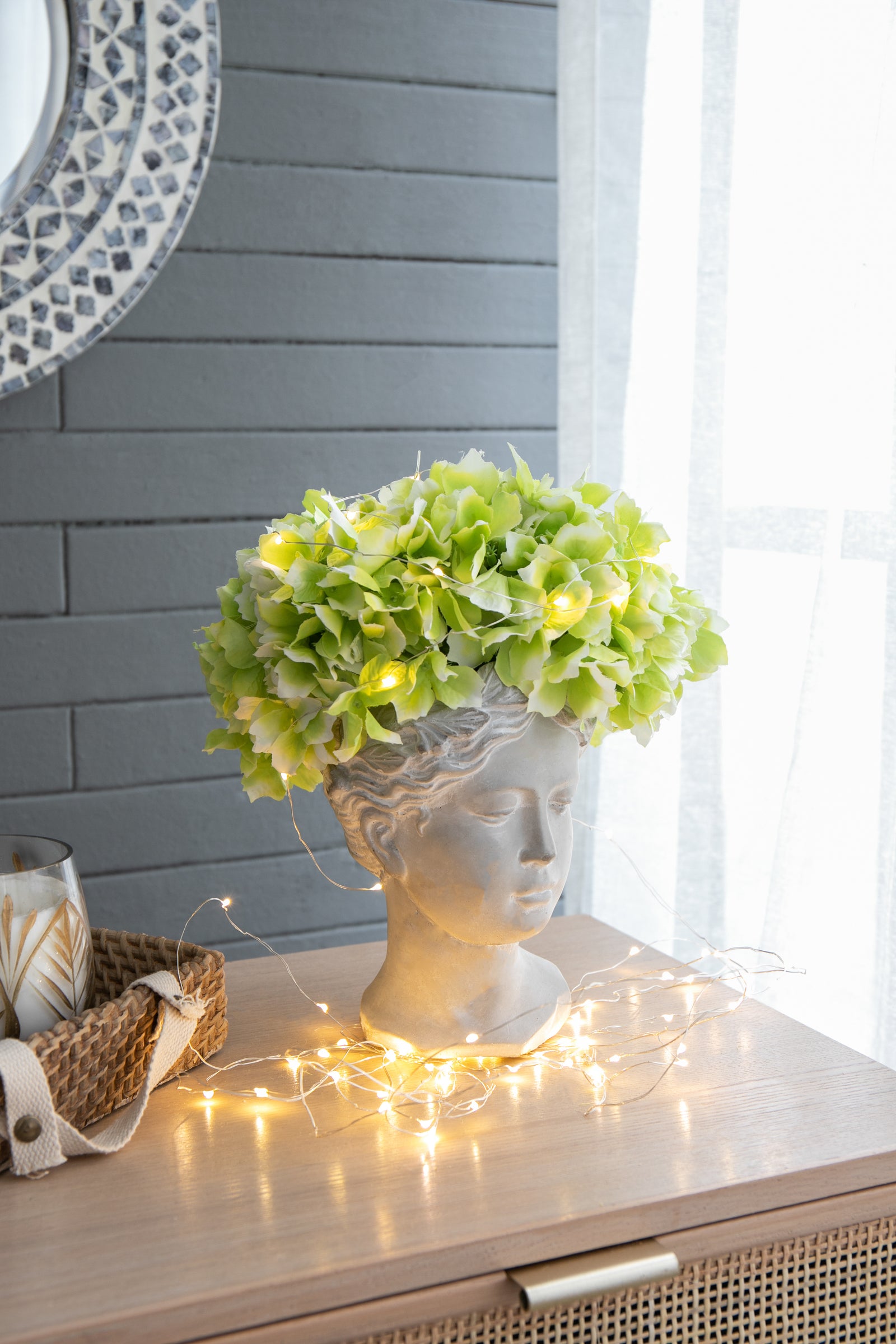 Greek Style Cement Head Planter - Indoor Outdoor Home Garden Decor, D6