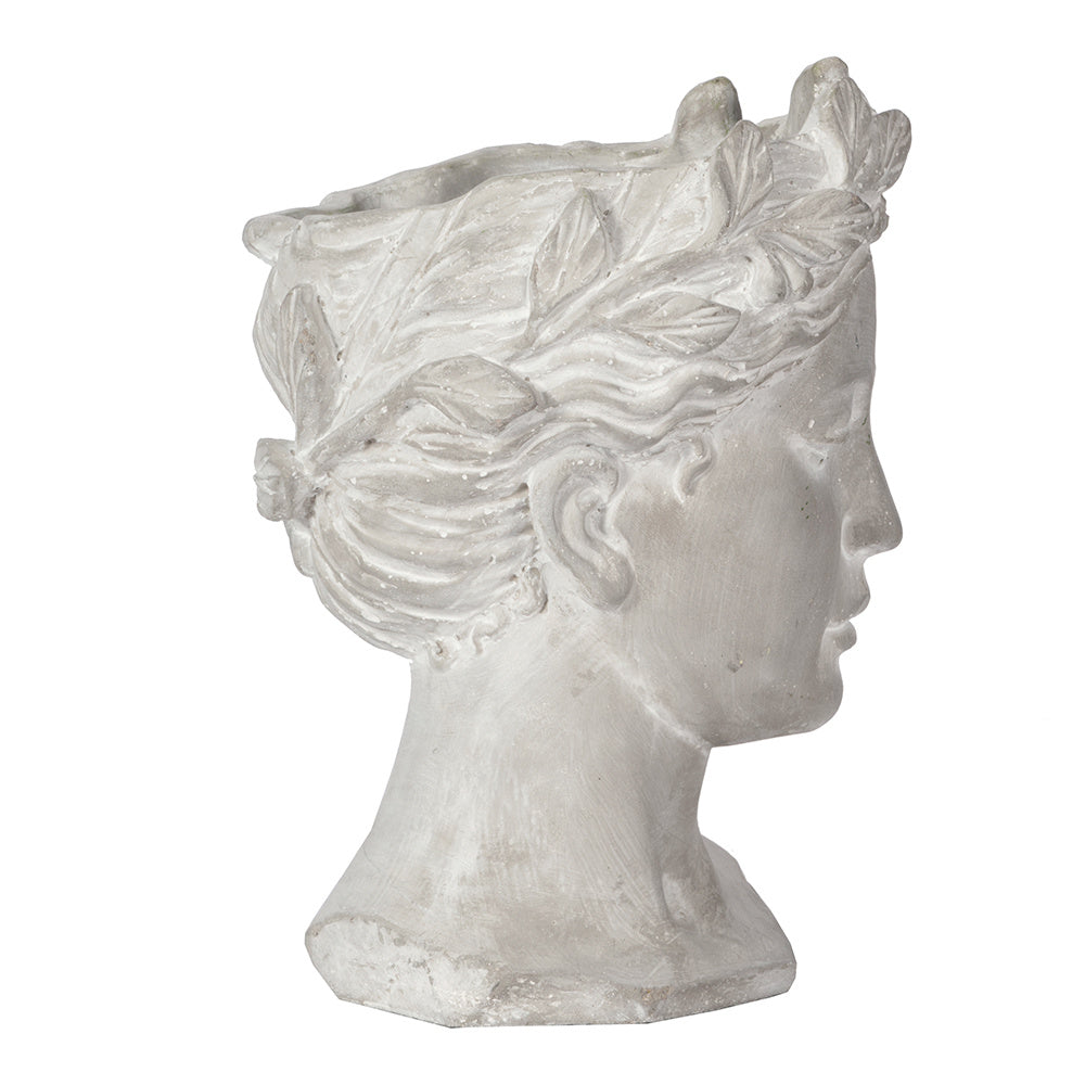 Greek Style Cement Head Planter - Indoor Outdoor Home Garden Decor, D6