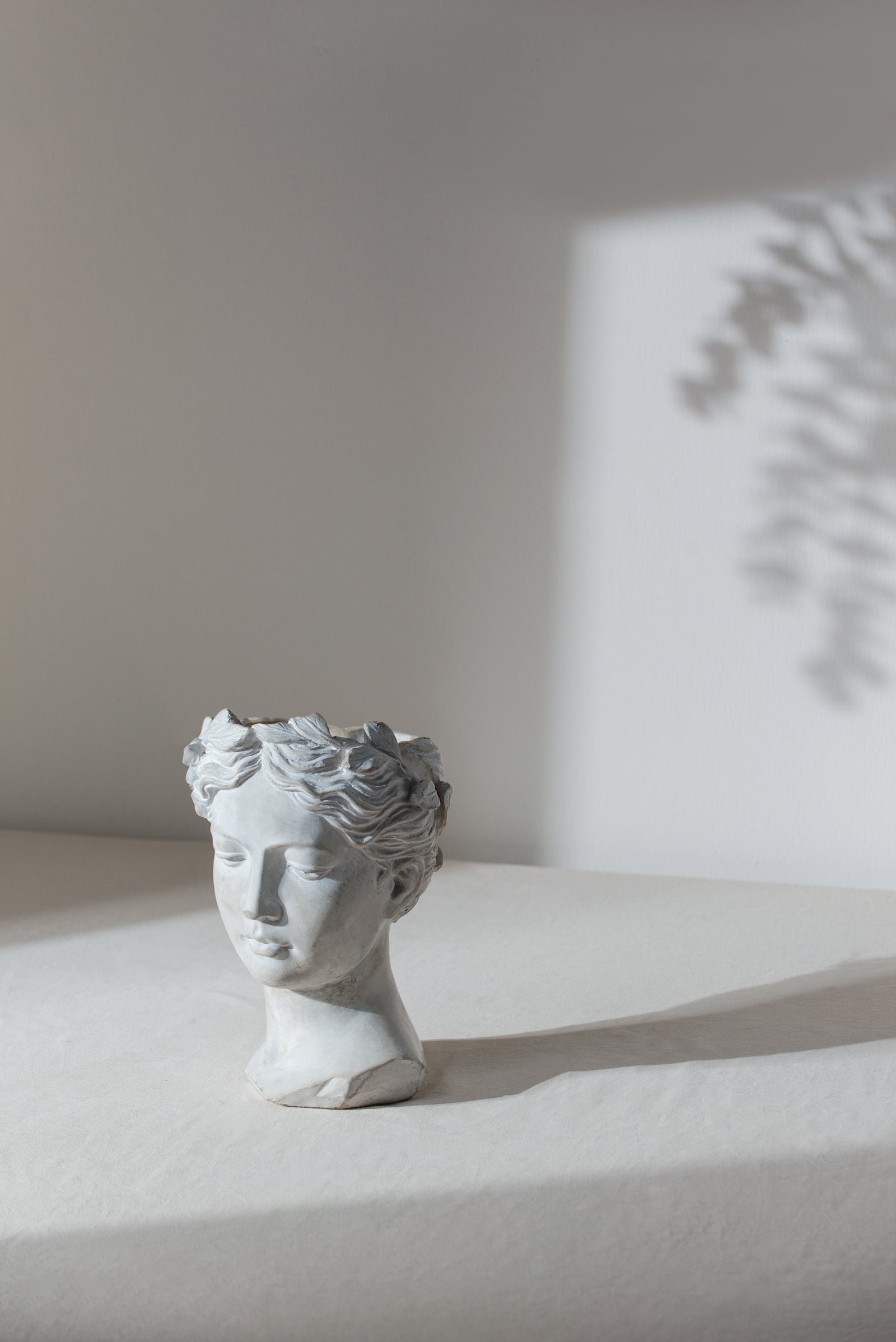 Greek Style Cement Head Planter - Indoor Outdoor Home Garden Decor, D7