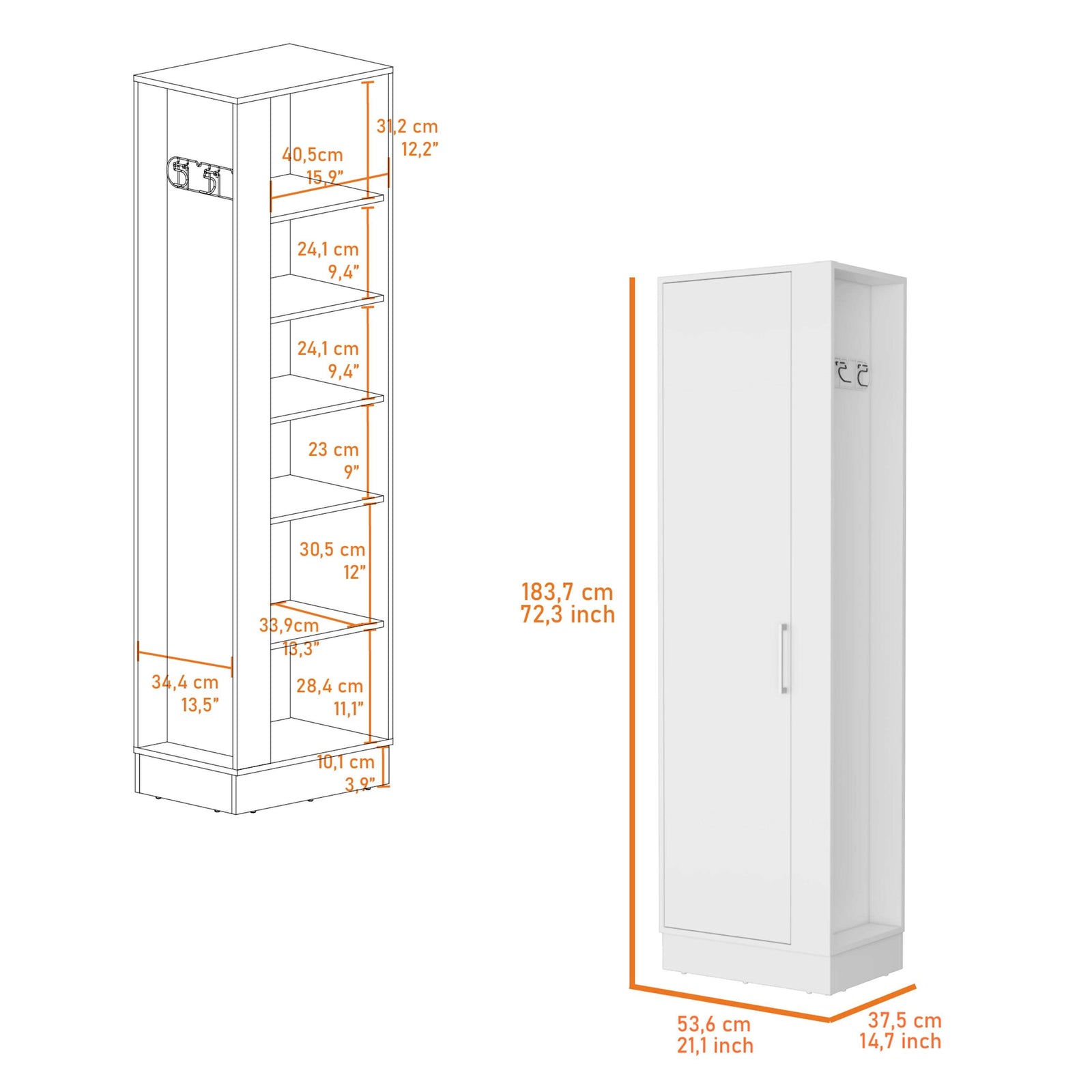 Greenville 2-Door 6-Shelf Tall Storage Cabinet White