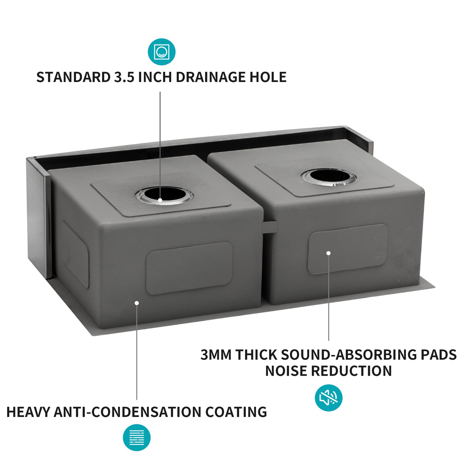 Gunmetal Black Double Bowl (60/40) Farmhouse Sink- 36