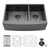 Gunmetal Black Double Bowl (60/40) Farmhouse Sink- 36"x21"x10"Stainless Steel Apron Front Kitchen Sink 16 Gauge with Two 10" Deep Basin