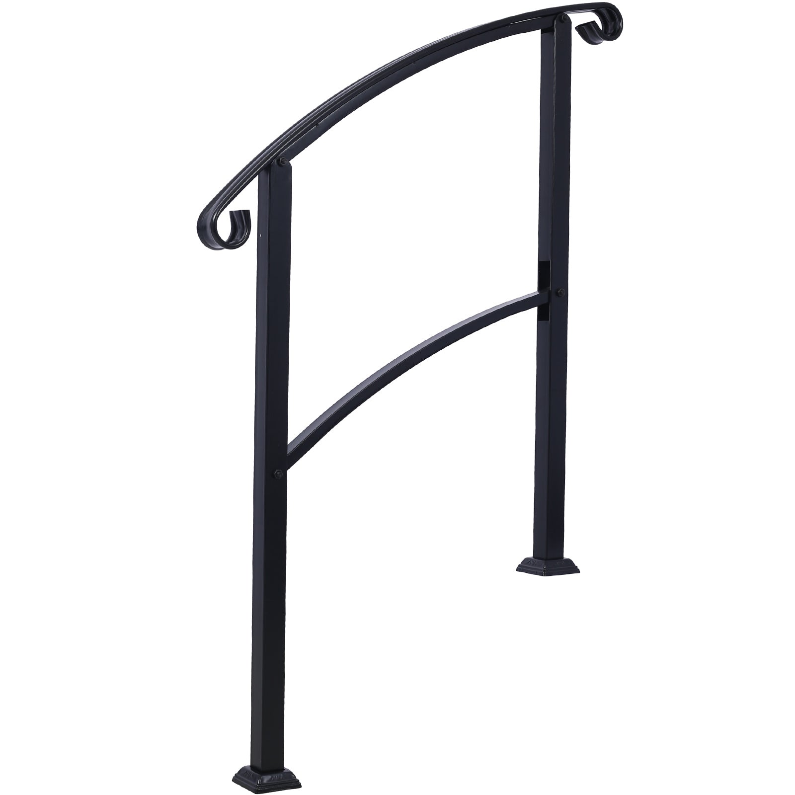 Handrails for Outdoor Steps, Fit 1 or 3 Steps Outdoor Stair Railing, White Wrought Iron Handrail, Flexible Front Porch Hand Rail, Transitional Handrails for Concrete Steps or Wooden Stairs